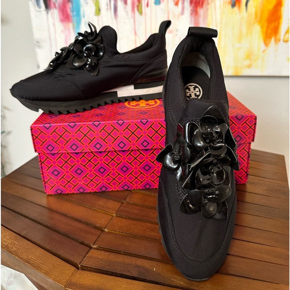 Tory Burch Blossom Neoprene Sneaker, Black